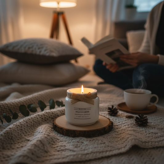 Tämä käsintehty tuoksukynttilä on valmistettu 100 % puhtaasta soijavahasta