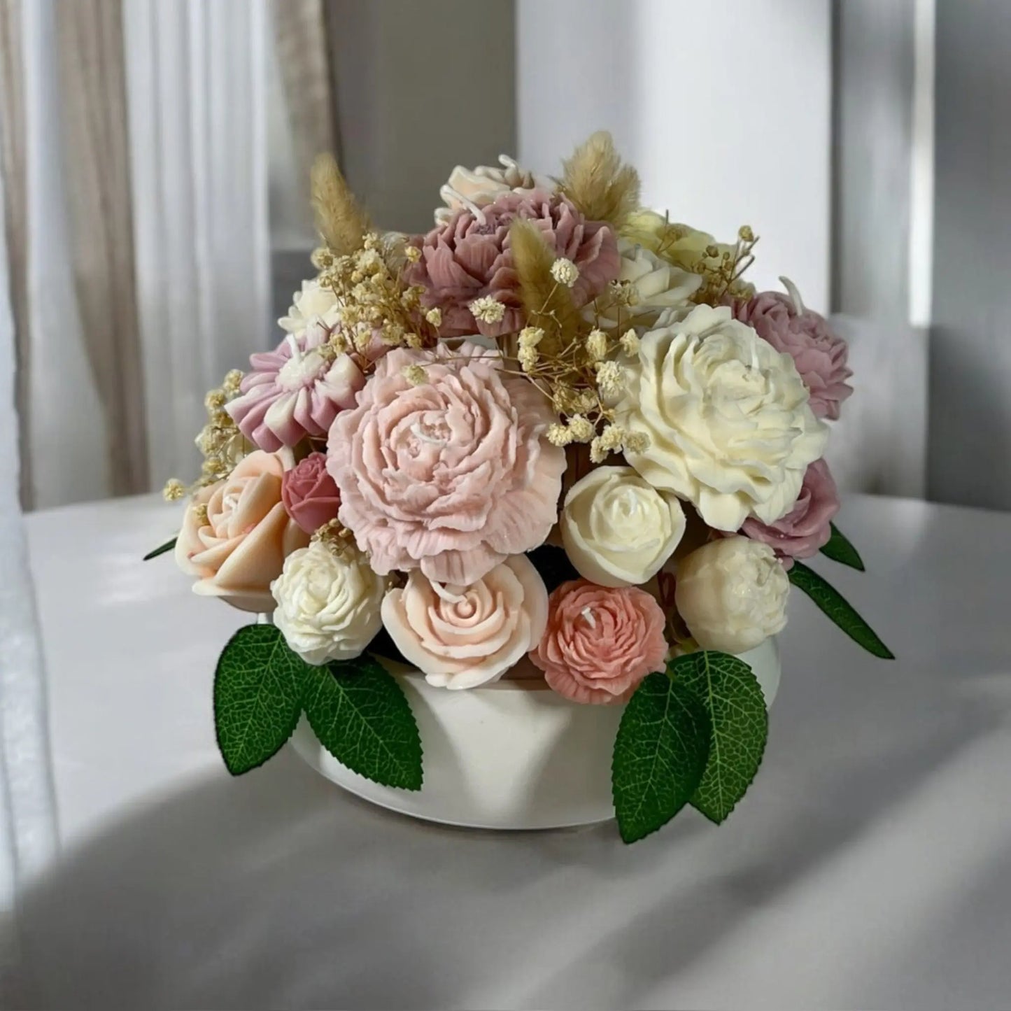 Stylish candle bouquet centerpiece for elegant home interiors.