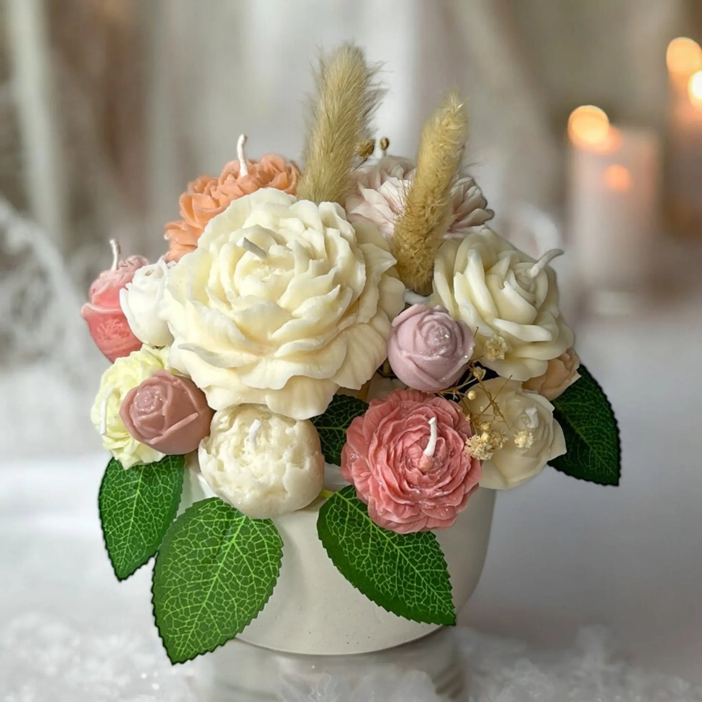 Sophisticated candle bouquet with a timeless classic design.
