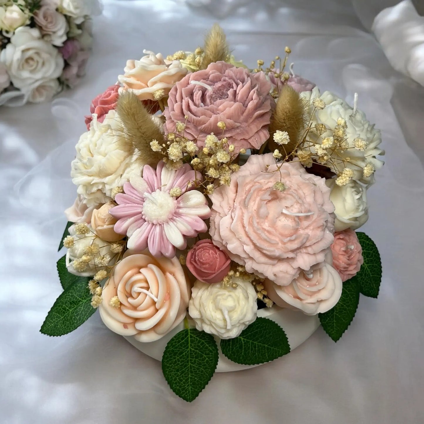Cozy and stylish candle bouquet in a hand-designed pot.
