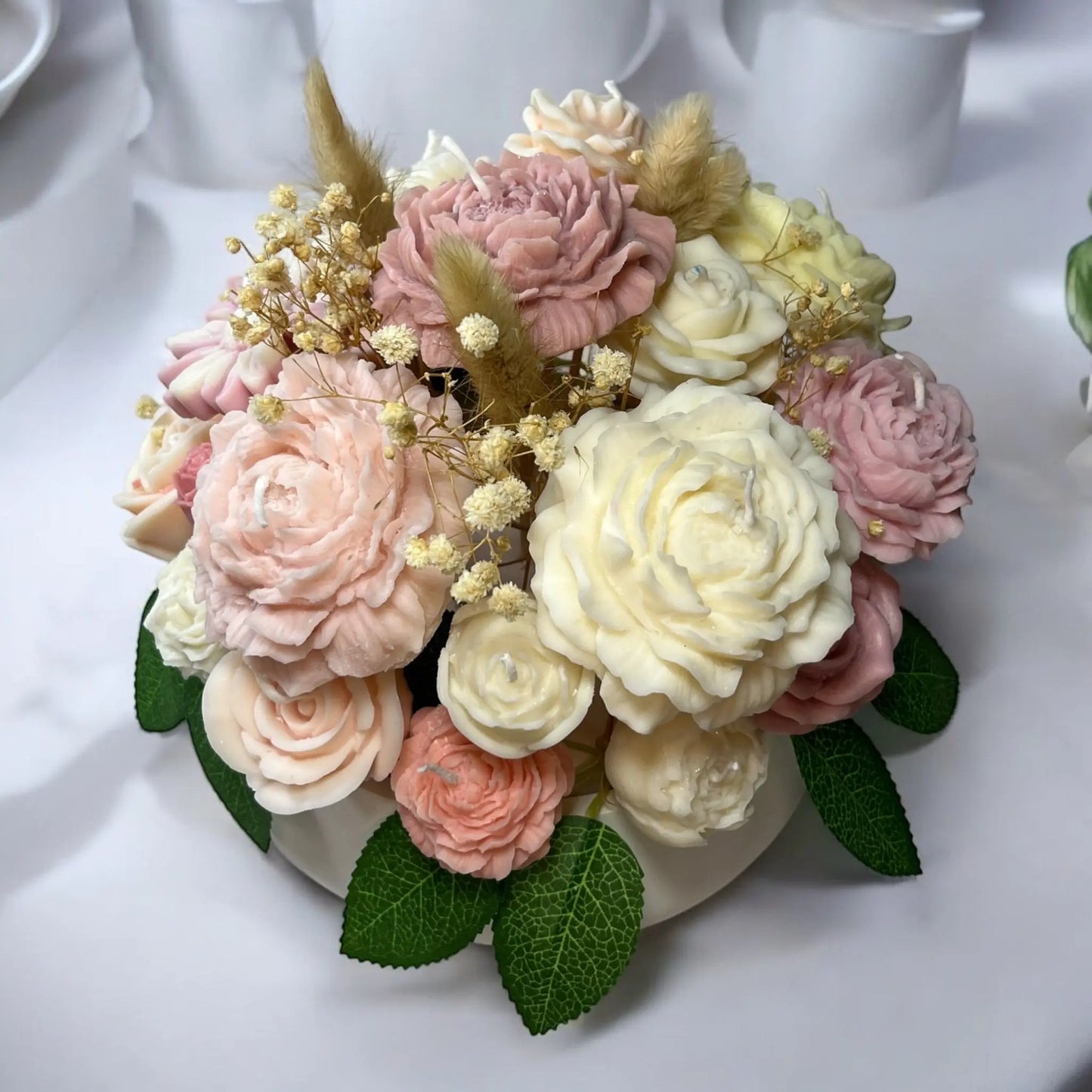 Classic Elegance candle bouquet with a touch of vintage charm.