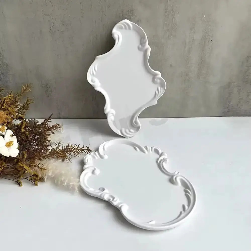 Antique-style tray perfect for candles and decorative accents.