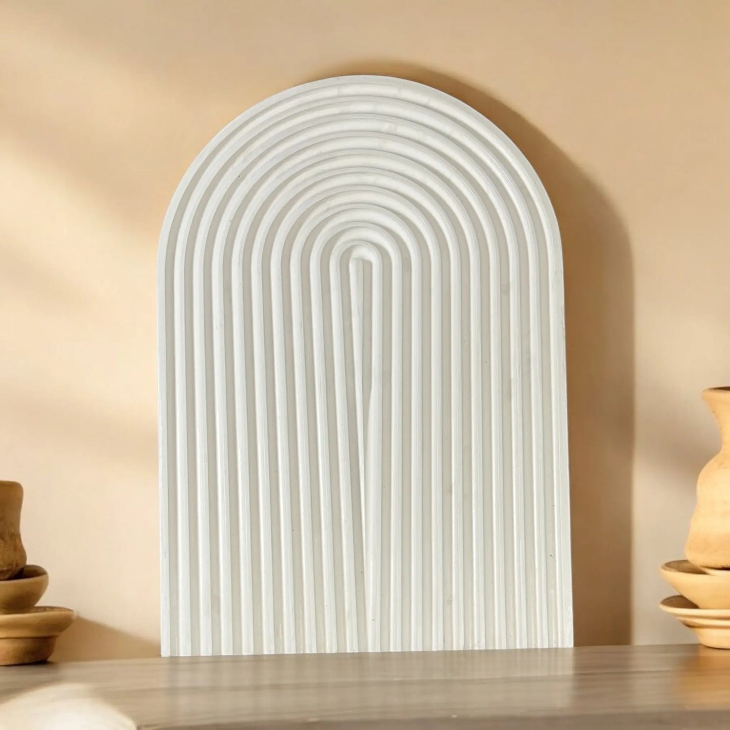 Unique Arctic arched tray for candles, jewelry, and small decor.