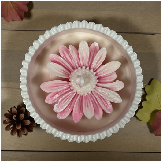 käsintehty kynttilä lahjaksi kukkadesign