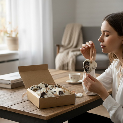 Herkullinen kahvi tuoksupussi beige-nauhalla – täydellinen keittiöön ja kaappiin