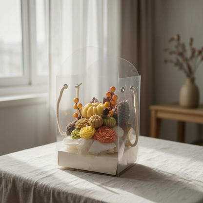 Handcrafted candle bouquet with yellow and orange wax flowers