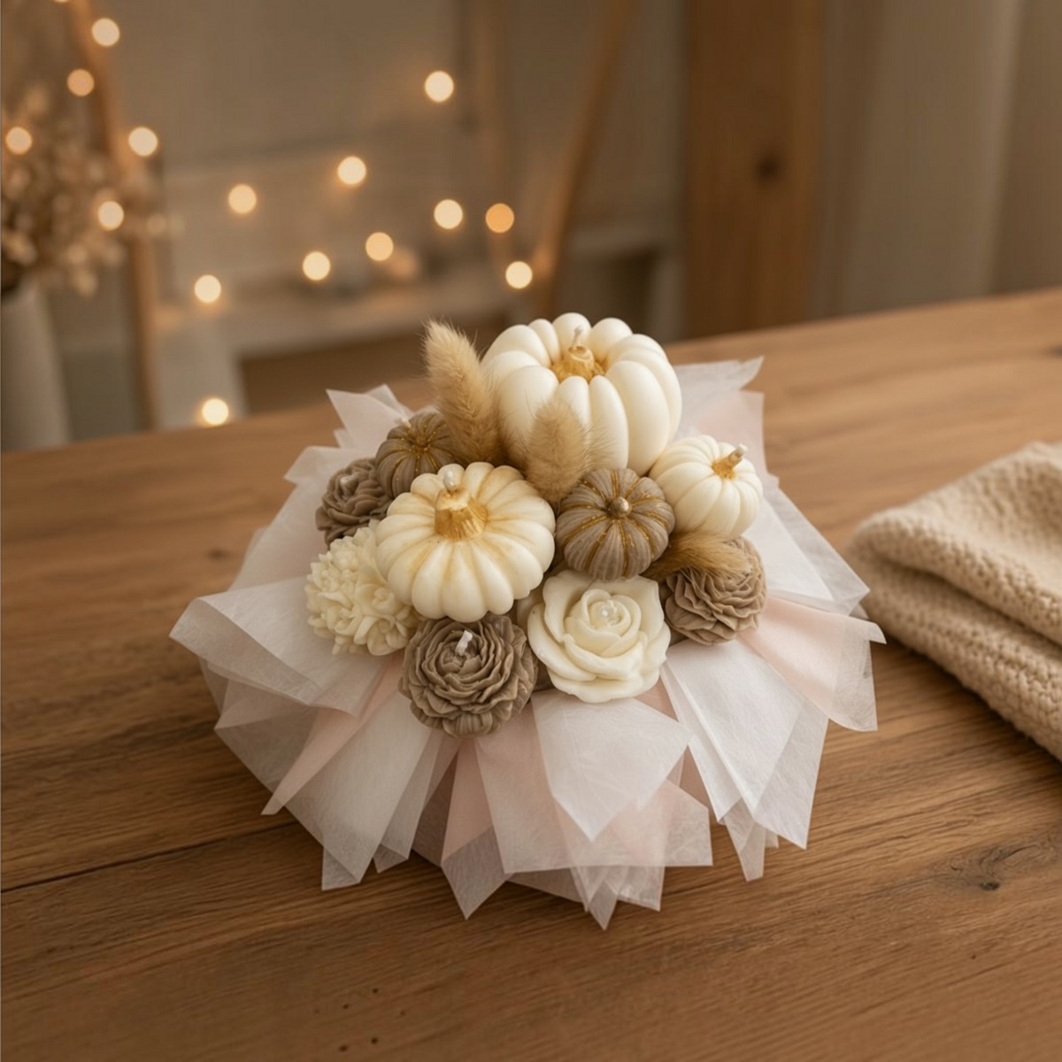 Flow Flo candle bouquet in a clear gift box, ready to give