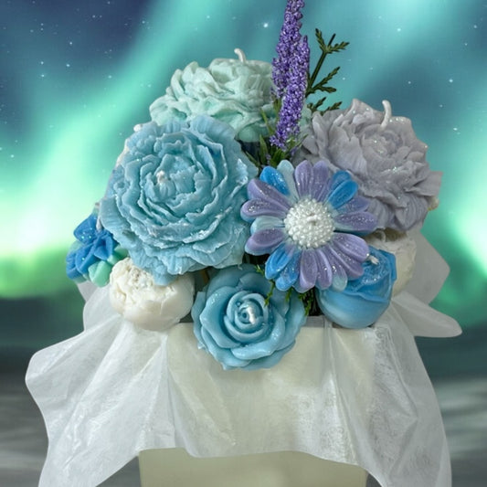 Arctic Elegance Candle Bouquet in Gift Box L Size