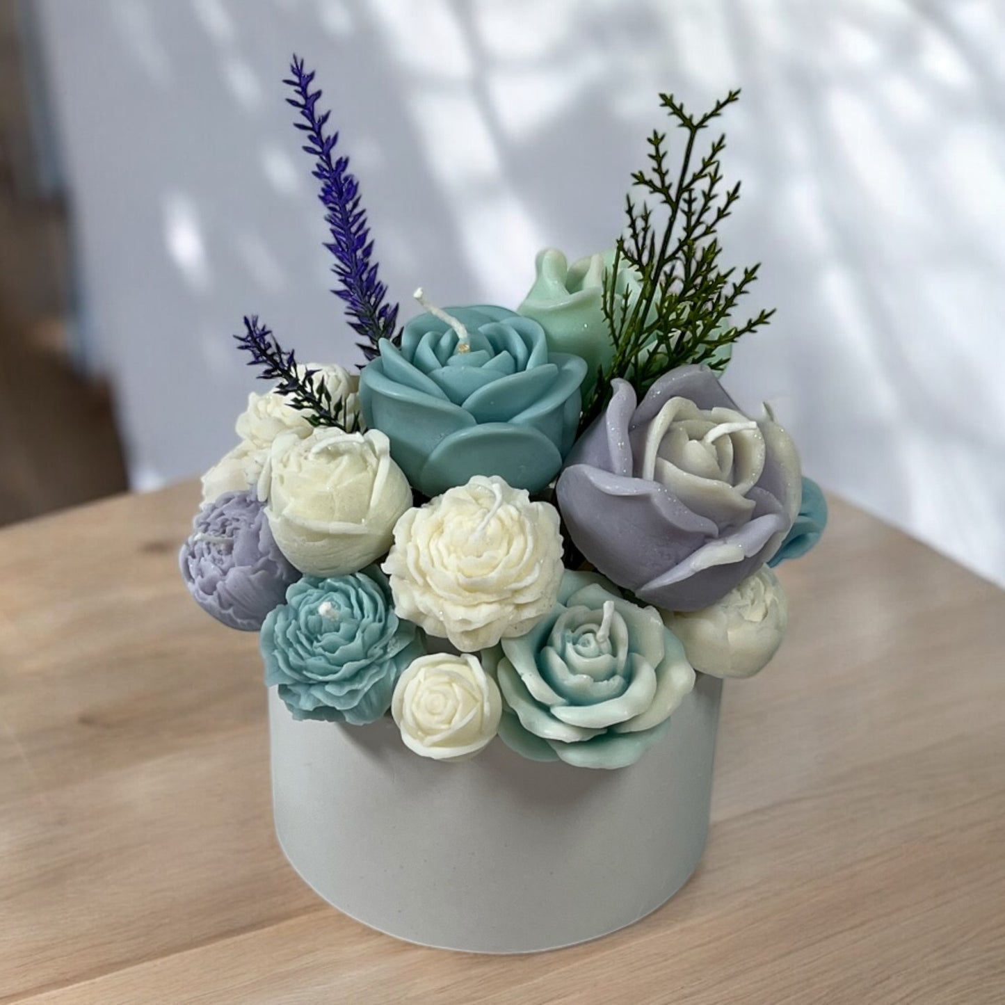 Arctic Elegance Candle Bouquet in Decorated Pot M Size