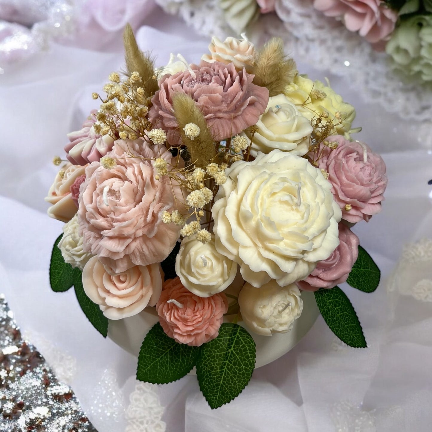 Grand Candle Bouquet in Decorated Pot