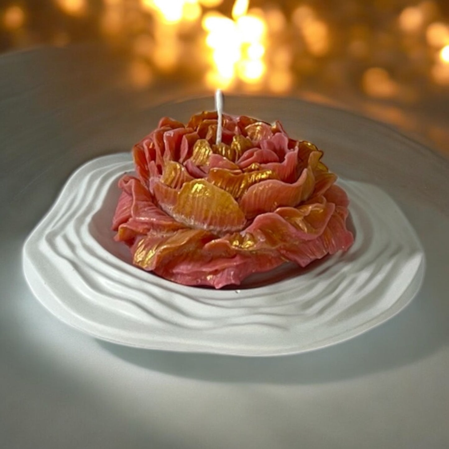 Solo Elegance L Size Rose Candle & Decorative Plate