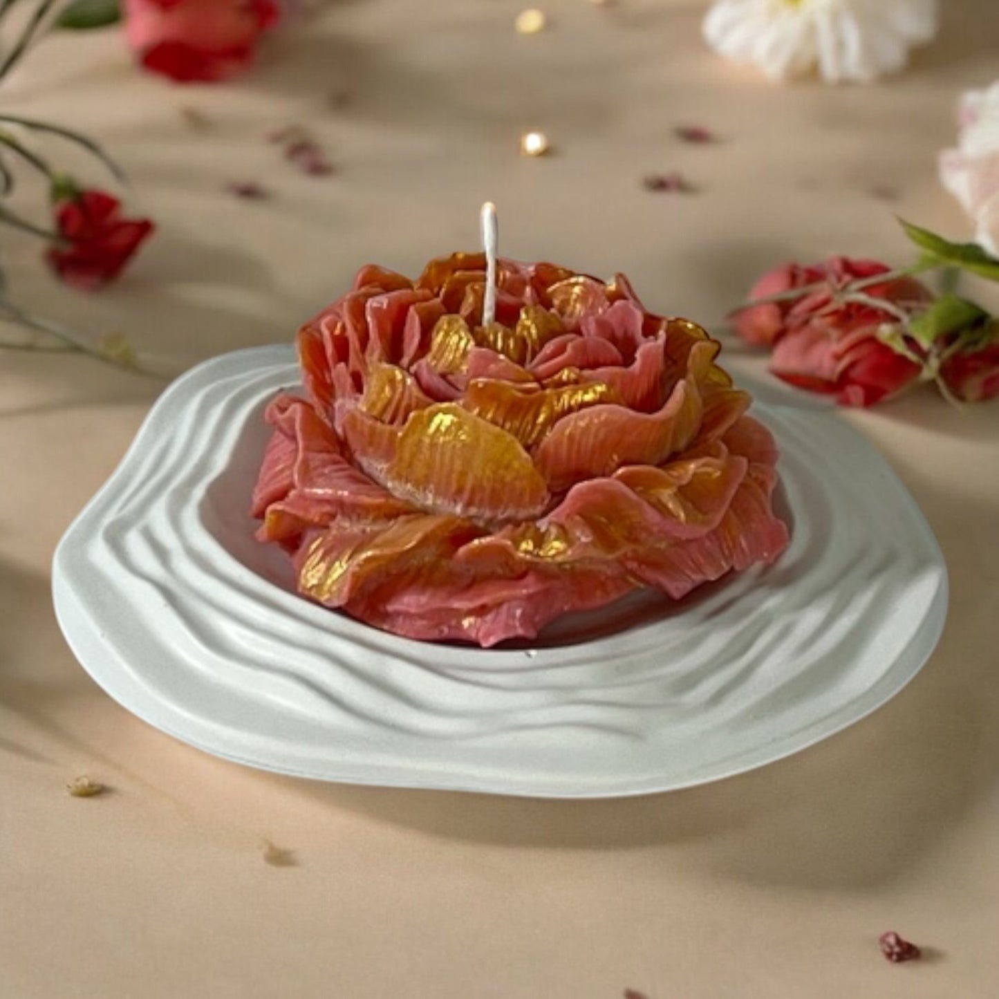 Solo Elegance L Size Rose Candle & Decorative Plate