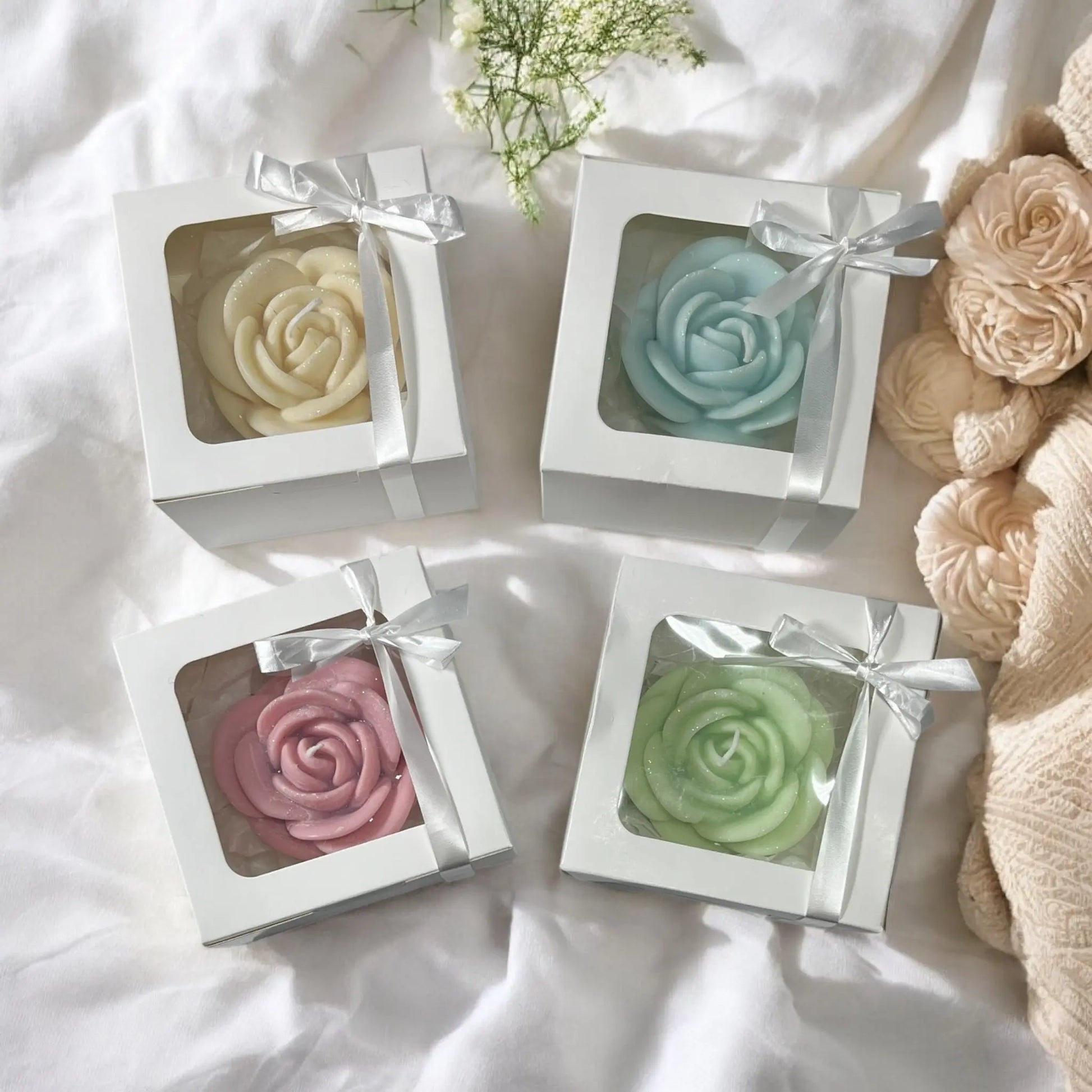 Timeless handmade rose candle set in luxury gift box