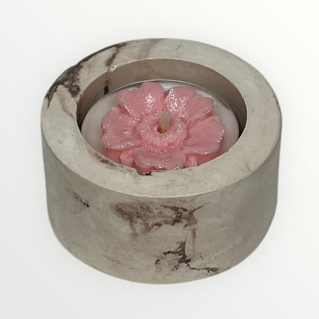 Purppurainen kukka-Lämpökynttilä ja käsintehty kipsinen Lämpökynttiläkuppi