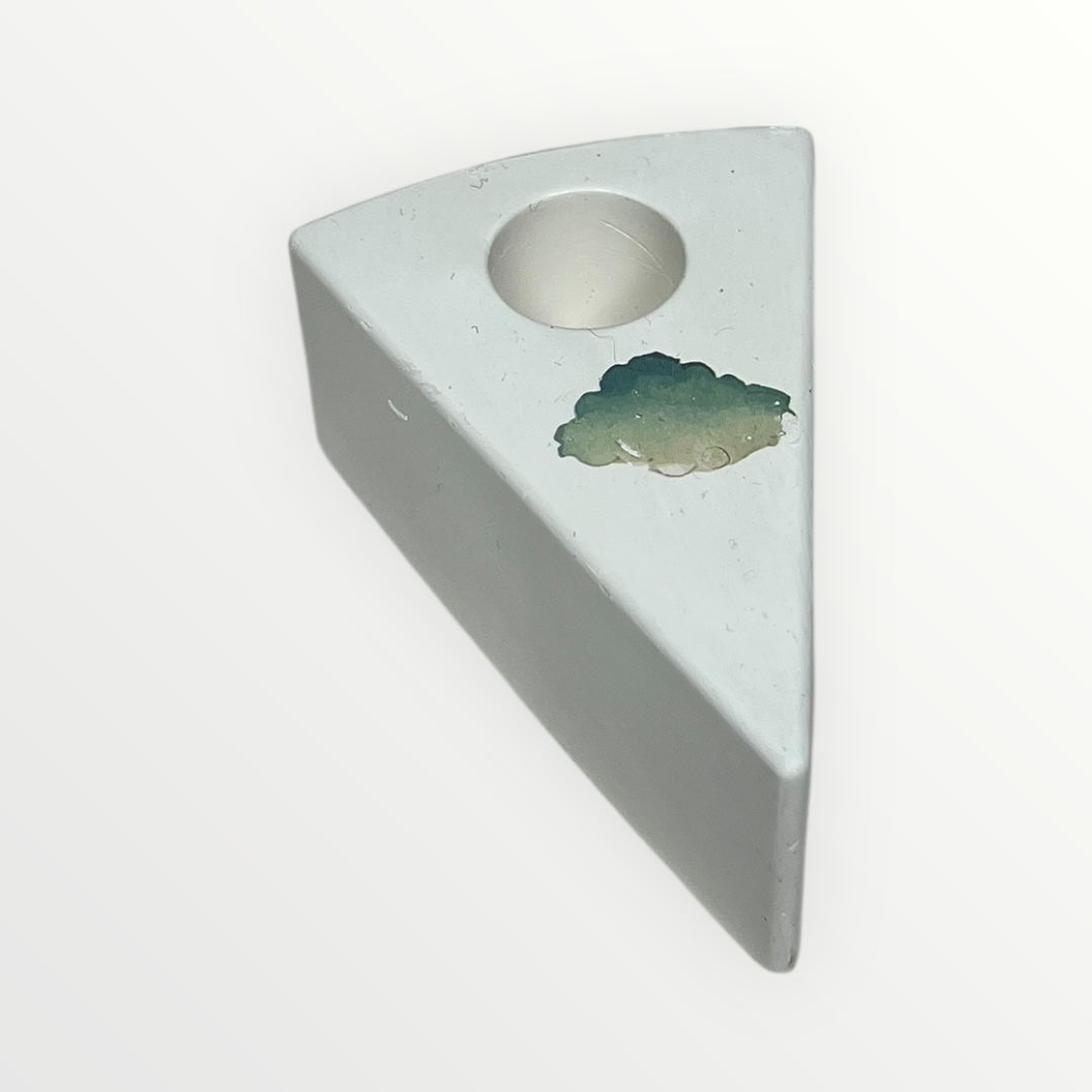 Kipsinen kynttilänjalka pitkälle kynttilälle – pilvikuvio, valkoinen