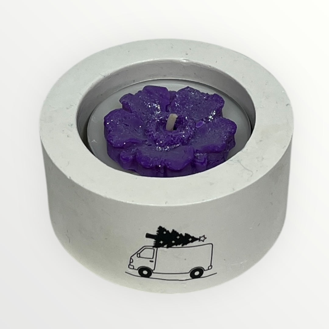 Käsintehty Lämpökynttiläkuppi ja soijavahainen kukkakynttilä setti – vaalea sisustustyyli