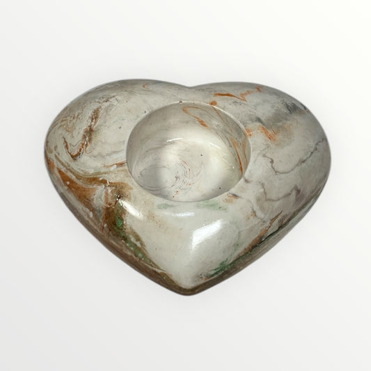 Ruskea marmoroitu Lämpökynttiläkuppi ja kukkamuotoinen soijavahakynttilä