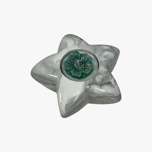 Handmade Tealight Cup “Star” + Flower Candle