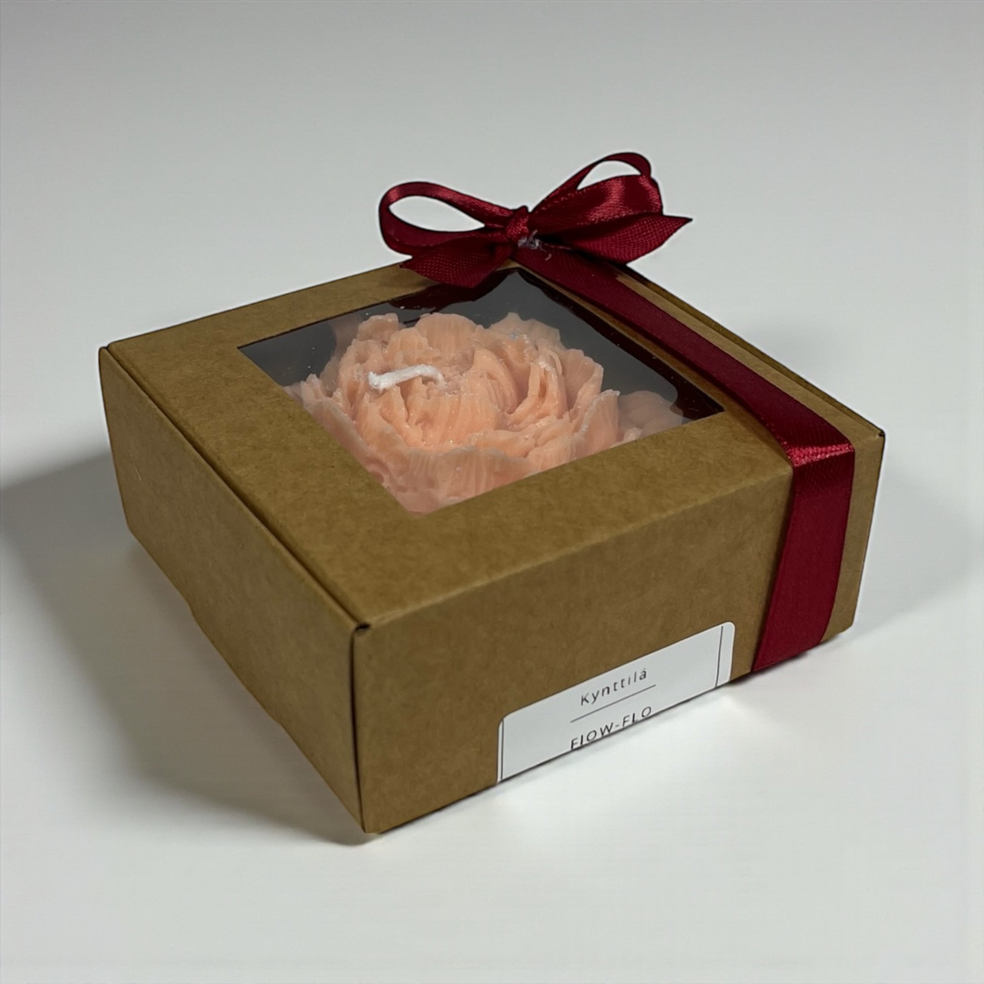 Kaunis pionikynttilä, käsintehty Flow-Flo -studiolla