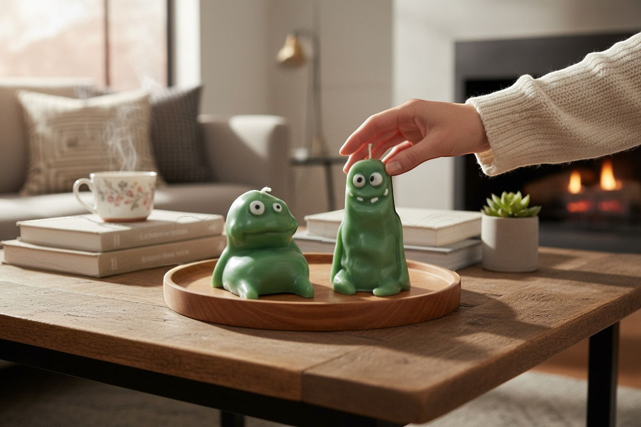 Hauska Monsteri-kynttilä, valmistettu luonnollisesta soijavahasta