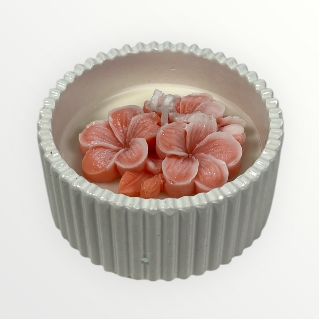 kukkakynttilä pinkki keramiikkakulho