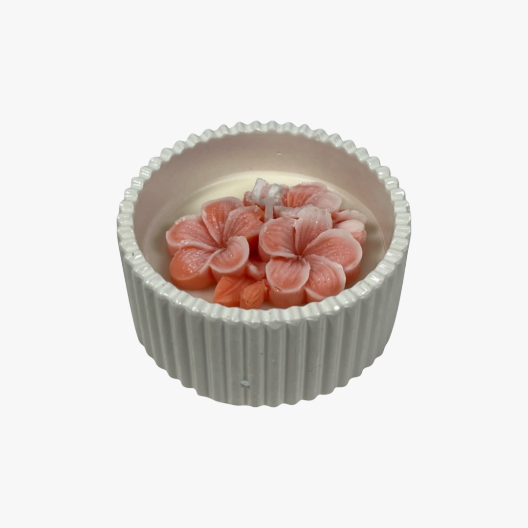 kukkakynttilä pinkki keramiikkakulho