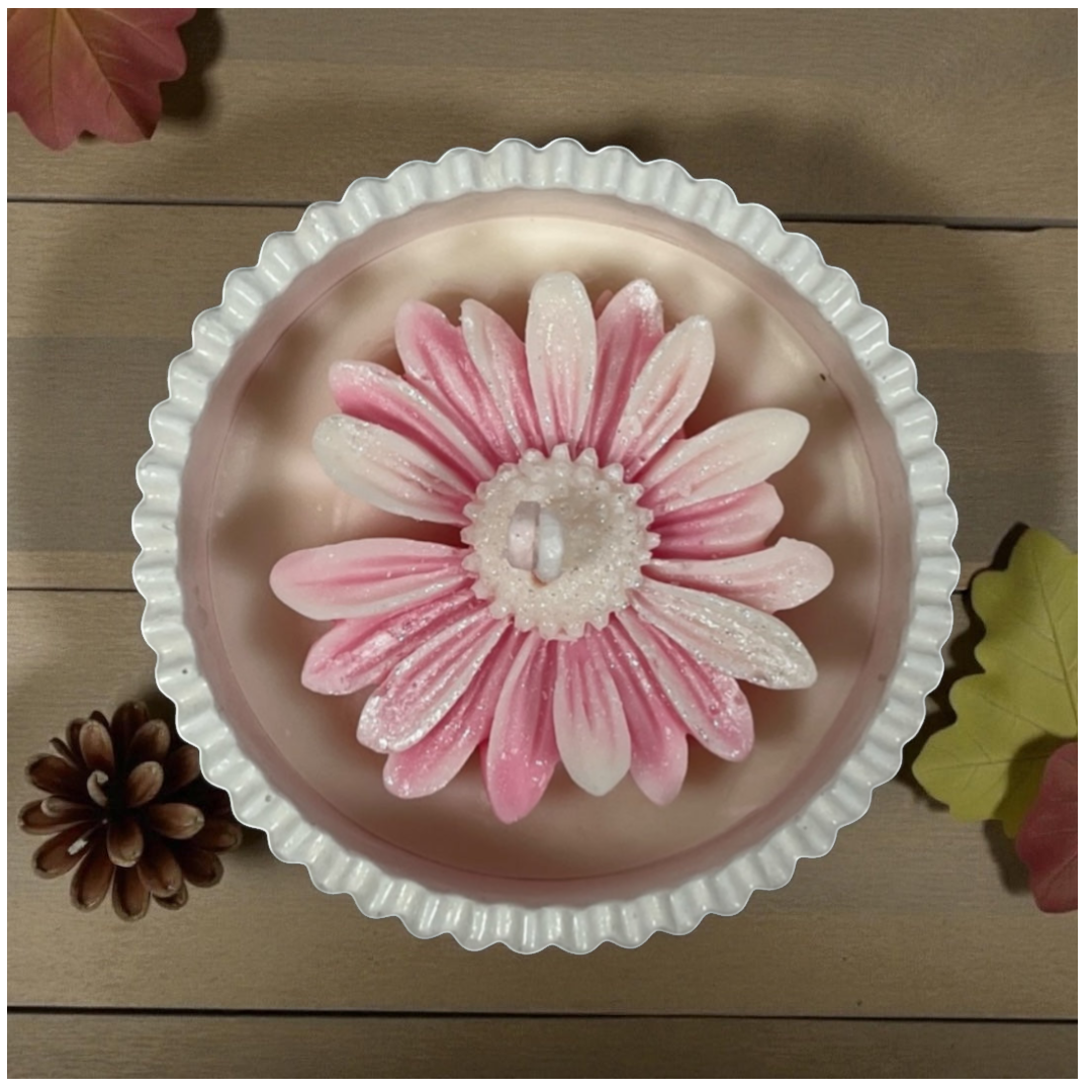 käsintehty kynttilä lahjaksi kukkadesign