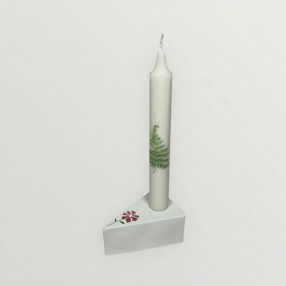 Minimalistinen kipsinen kynttilänjalka pitkälle kynttilälle – Flow-Flo
